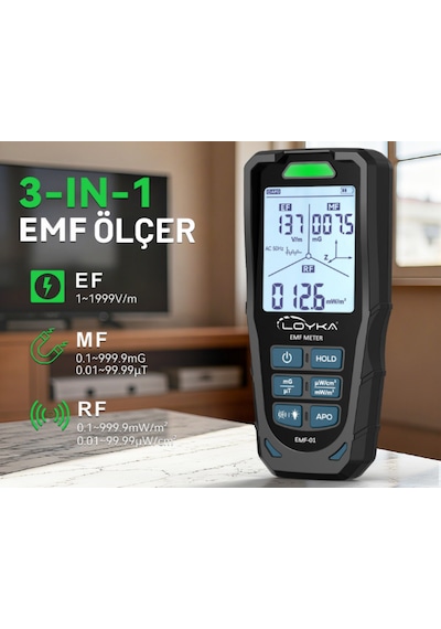 Loyka Emf-01 Profesyonel 3 Eksen Emf & Rf Elektromanyetik Alan Radyasyon Dedektörü Siyah