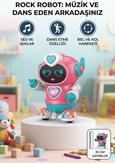 Rong Xian Yi Rock Robot - Müzik, Işık Ve Dans Eden İnteraktif Eğlenceli Oyuncak Robot Çok Renkli