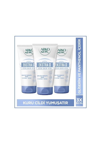 Arko Nem Yoğun Bakım Kremi Ekstra Nemlendirici 3x60 Ml