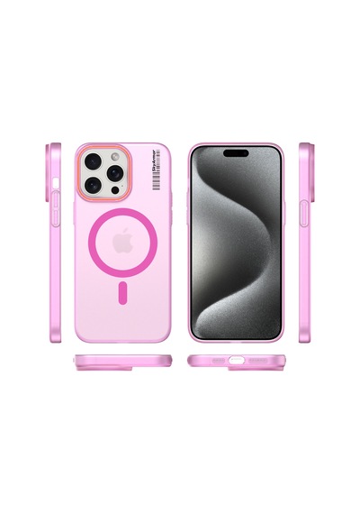 Apple iPhone 15 Pro Max Magsafe Uyumlu Mat Sert Klein Kılıf Pembe