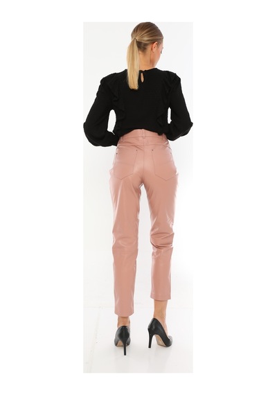 Dericeketim Kadın Pudra Gerçek Deri Kot Model Deri Pantolon Pembe