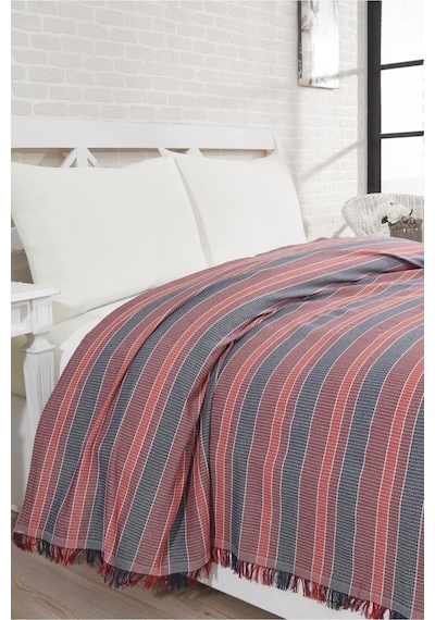 Pamuklu Gri Çarşaflı Lastikli Çarşaflı Pike Takımı 200x230 Bordo