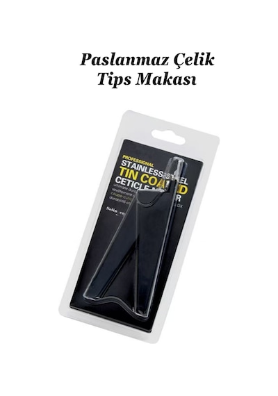Çelik Tips Makası - Protez Tırnak Tips Kesme Makası - Takma Tırnak Makası Siyah
