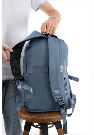 Ventis Unisex Kalemlikli Okul Çantası Lise Ortaokul 2'li Set Sırt Çantası 43 30 Cm Çok Cepli Vnt7-a Mavi
