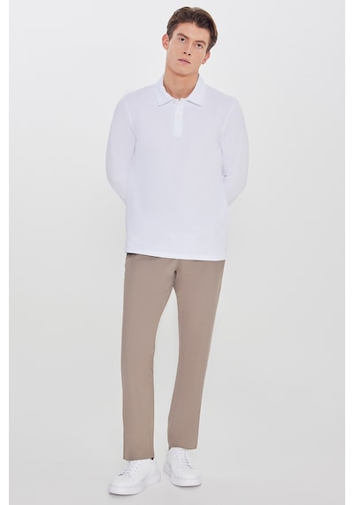 Erkek Vızon Slim Fit Dar Kesim Beli Bağlamalı Yan Cepli Pantolon Vizon