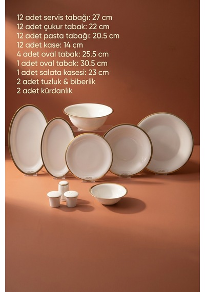 Liora 12 Kişilik 60 Parça Gold Porselen Yemek Takımı Çok Renkli