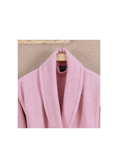 %100 Pamuk Pudra Pembe Kadın Bornoz Banyo, Spa, Havuz, Çeyiz