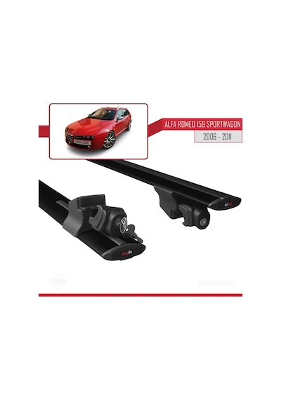 Alfa Romeo 159 Sportwagon 2006-2011 Arası Hook Model Anahtar Kilitli Ara Atkı Tavan Barı Siyah