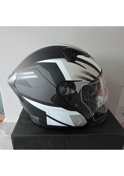 Çenesiz Kask Jk528-1 Mge Vizörlü Mat Siyah Gümüş M Mat Siyah - Gri - Gümüş M
