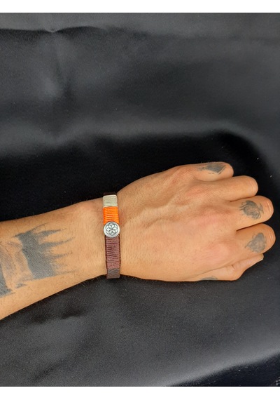 Mryart Unisex Suni Deri İpli Metal Detaylı El Yapımı Bileklik Unisex Çok Renkli