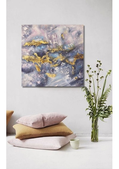 Dokulu Büyük Boy El Yapımı Yağlı Boya Tablo 123x125cm