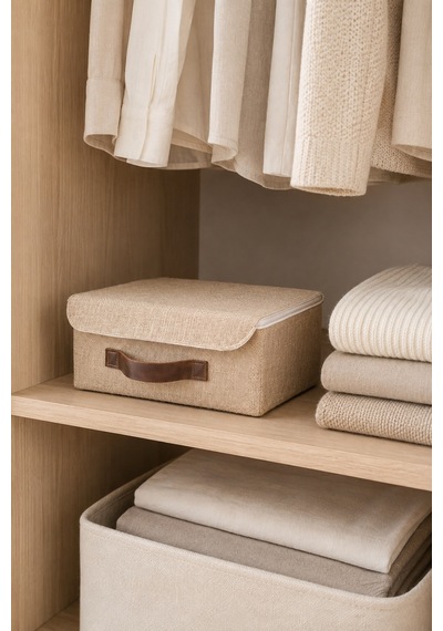 Jüt Düzenleyici Sepet S Boy 26x20x10 Cm Dolap İçi Raf Banyo Makyaj Ve Aksesuar Saklama Kutusu Bej