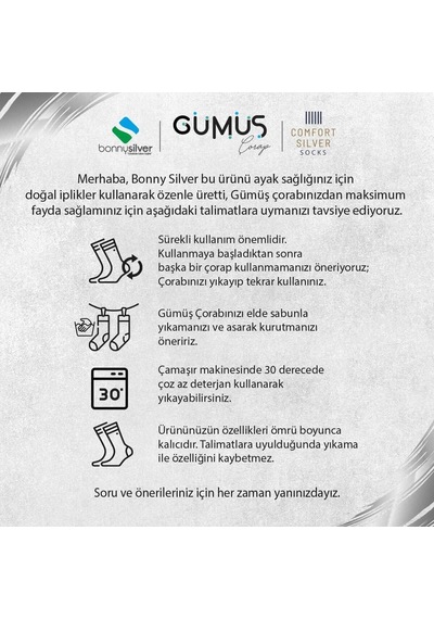 Xmlbayiciniz Diyabetik Soket Erkek Gümüş Çorap Paket -1 Genel