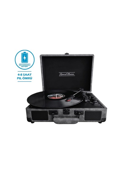 St14012 Retro Pikap - Bluetooth Ve Şarj Özellikli - Özel Dış Kaplama - Tüm Plakları Çalabilme Siyah/gri Deri