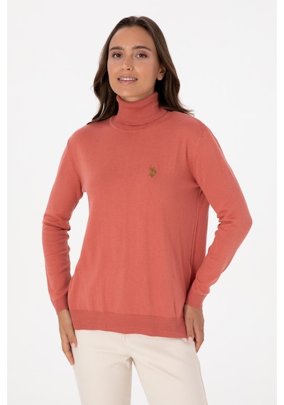 U.S. Polo Assn. Kadın Gül Kurusu Boğazlı Basic Kazak 50313621-VR026