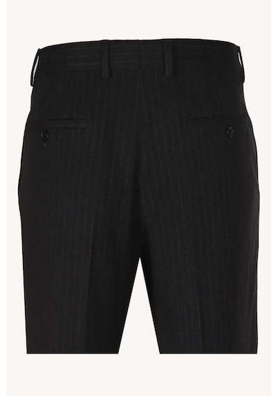 Erkek Siyah Çizgili Flanel Regular Fit Kumaş Pantolon