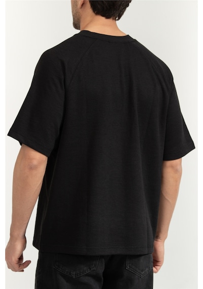 Cozy Flatback Rib Ss Relaxed Tee Erkek Bisiklet Yaka T-shirt Siyah