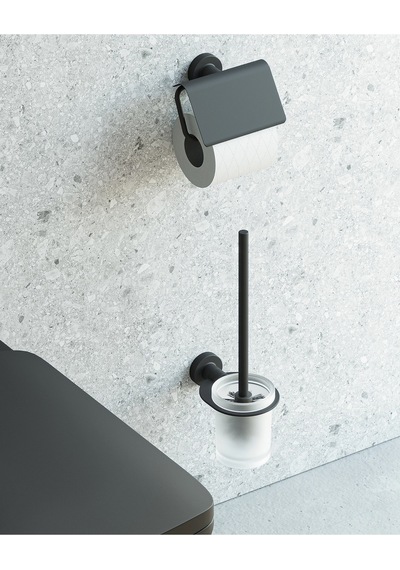 Tecno Black Tuvalet Fırçalık - Mat Siyah Mat Siyah