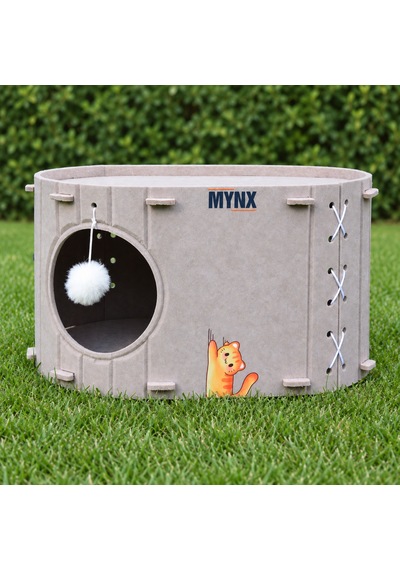 Mynx Tek Katlı Keçe Kedi Evi Kahverengi