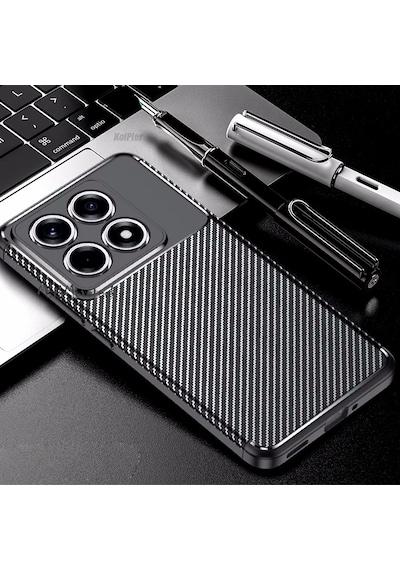 Xiaomi Mi 14t Pro Kılıf Kamera Çıkıntılı Karbon Desenli Silikon