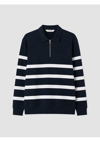 Lcw Vision Lacivert Polo Yaka Çizgili Erkek Sweatshirt