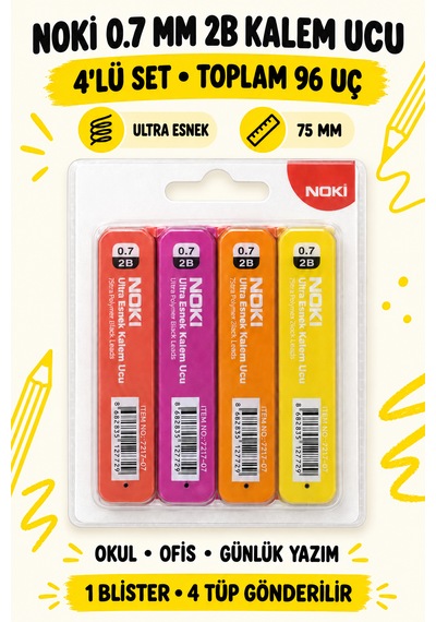 Noki Ultra Esnek Kalem Ucu 0.7mm 4lü Set Renkli Tüpler