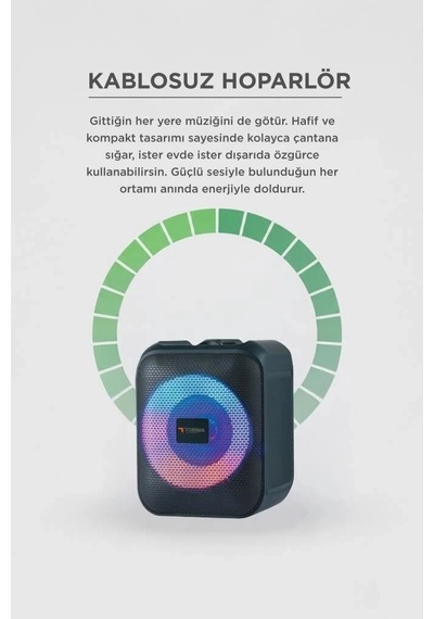 Özel Seri Torima Bluetooth Hoparlör Rgb D13 Siyah Akustik Ürün Kablosuz Alet Ses Yayan