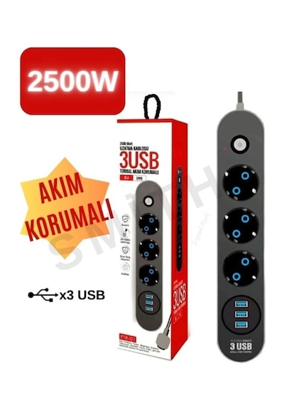 Viatom Ftr-01 2x Usb 3lü 2 M Metre Çocuk Akım Korumalı Pr