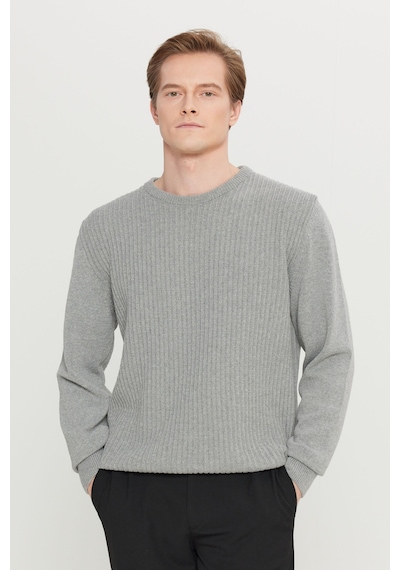 AC&Co / Altınyıldız Classics Erkek Grı Melanj Pamuklu Standart Fit Normal Kesim Bisiklet Yaka Jakarlı Triko Kazak Gri Melanj AC&Co / Altınyıldız Classics Erkek Grı Melanj Pamuklu Standart Fit Normal Kesim Bisiklet Yaka Jakarlı Triko Kazak Gri Melanj