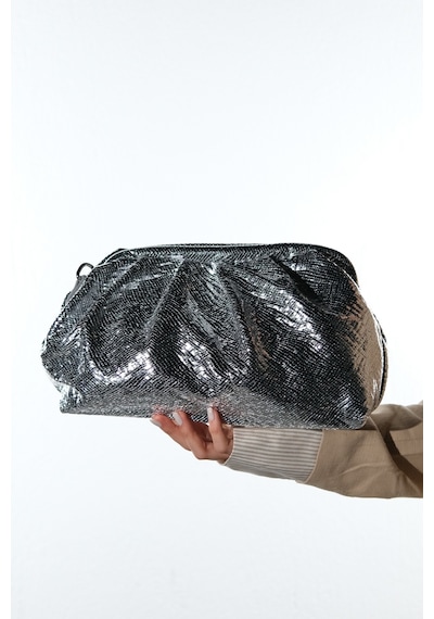 Luvishoes Uvera Gümüş Desenli Kadın Clutch Çanta Gümüş