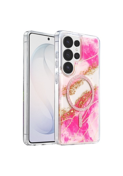 Onegif Samsung Galaxy S26 Ultra Lotus Simli Magsafe Kapak - Pembe