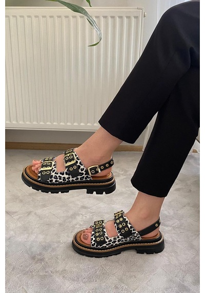 Preshley Kadın Mendez Beyaz Leopar Çift Bantlı Kabsül Ve Vardola Deyatlı Kalın Taban Ortopedik Sandalet K-120 Preshley Kadın Mendez Beyaz Leopar Çift Bantlı Kabsül Ve Vardola Deyatlı Kalın Taban Ortopedik Sandalet K-120