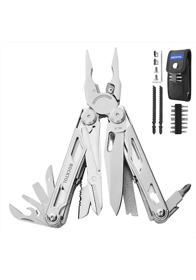 Rocktol 29 Fonksiyonlu Multitool Pense Kılıflı Gümüş