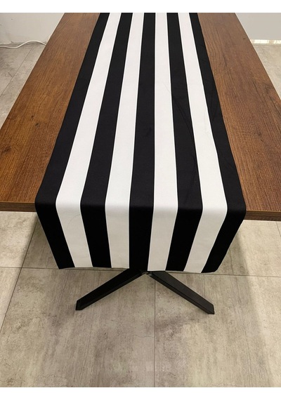 Desenli Runner Örtüsü Siyah Beyaz Çizgili 40 X 140 Renkli