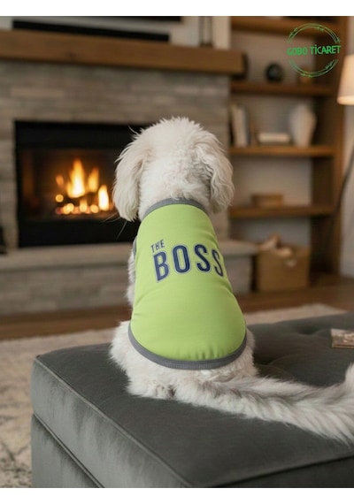 Yeşil The Boss Patron Yazılı Kedi Ve Köpek Kıyafeti Tişörtü Elbisesi Medium/m/beden 2