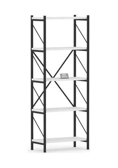 5 Raflı Metal Mutfak Düzenleyici Raf Metal 5 Raflı Kitaplık Mutfak Rafı Baharatlık Beyaz 150 Cm Beyaz