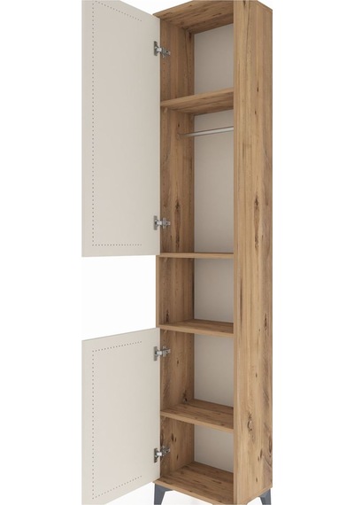 Arges Dolap 4 Raflı 2 Kapaklı Tek Askılı 44x30x221 Çam-aytaşı Çam