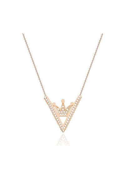 Diamond Line-Gülaylar - Pembe Altın 14 Ayar Kral Tacı Kolye N11.25010
