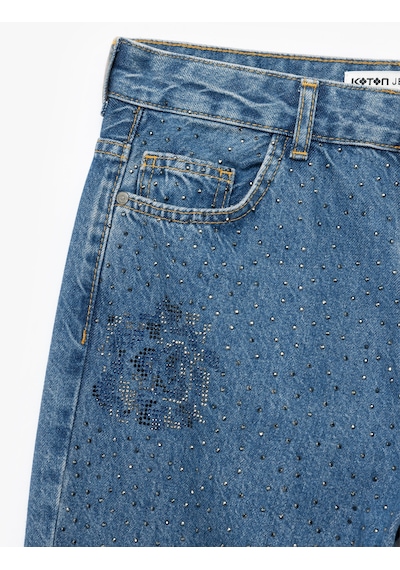 Koton Normal Bel Düz Paça Düğmeli Çiçekli Taşlı Jean Pantolon - Straight Jeans Koyu İndigo 6wal40189md Dark Indigo Koton Normal Bel Düz Paça Düğmeli Çiçekli Taşlı Jean Pantolon - Straight Jeans Koyu İndigo 6wal40189md Dark Indigo