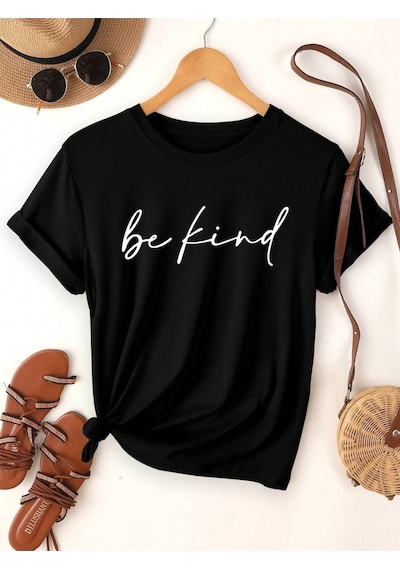 Flood Of Style Unisex Siyah Be Kind Baskılı Oversize