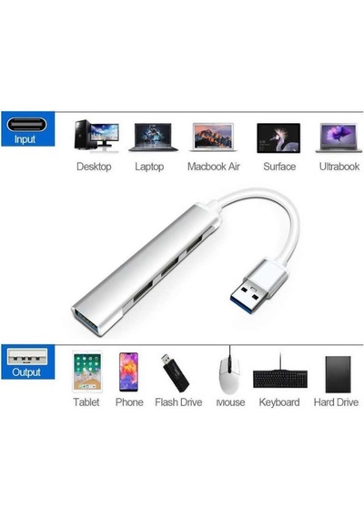 Microcase Type-C To Usb 3.0 4 Port Çoklayıcı Hub Aluminyum Al2584