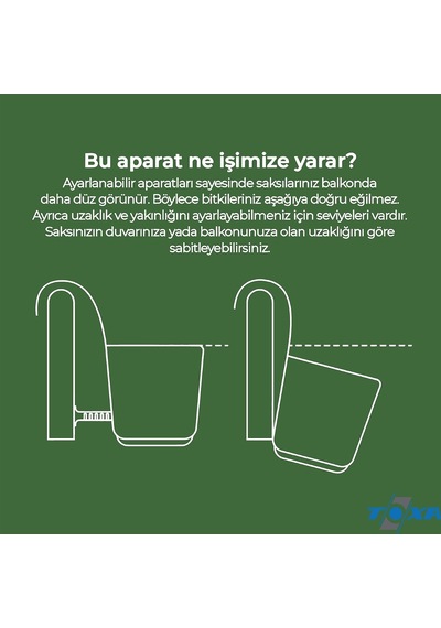 Iksora Tek Askılı Saksı Dekoratif Balkon Saksısı Tabaklı Mat Plastik Saksı 2 Adet, Karışık 1 Diğer