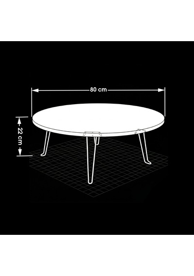 Ratemo Parlak Beyaz Katlanır Yer Sofrası 22 Cm Yükseklik 80 Cm Genişlik Beyaz