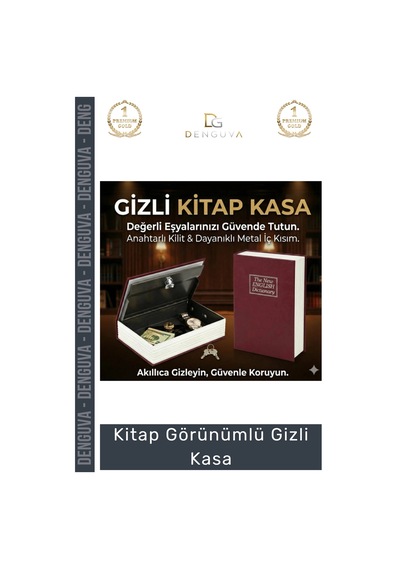Gizlikasa Sözlük Tasarımlı Metal İç Hazneli Güvenli Kilitli Küçük Boy Kitap Görünümlü Gizli Kasa