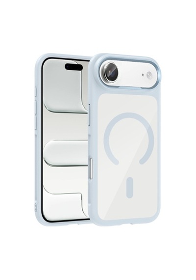 Lexroo Apple iPhone Uyumlu 17 Air Mag Safe Şarj Özellikli Metal Kamera Çerçeveli Tiko Silikon Kılıf - Mavi