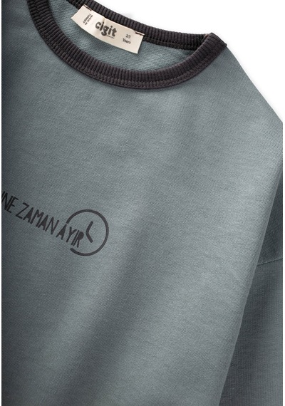 Cigit Geniş Kesim Mevsimlik Uzun Kollu T-shirt 2-8 Yaş Çağla Yeşili