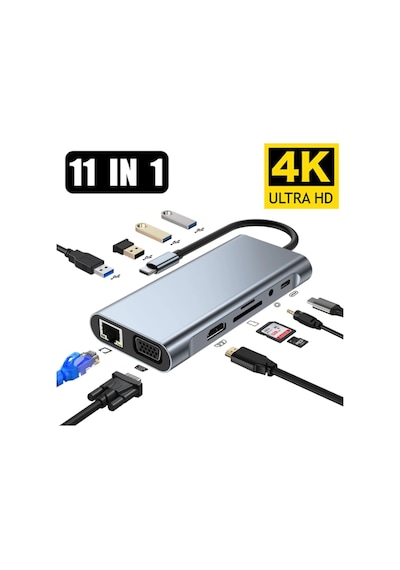 Usb Type C Apple Uyumlu MacBook Çevirici 11 In 1 Hub 4K Hdmı Rj45 Usb 3.0 Pd (550793800)