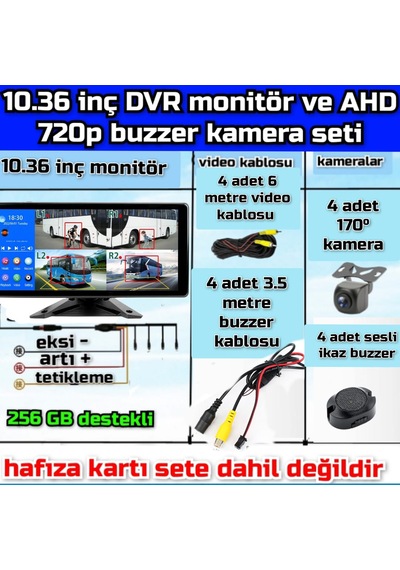Dokunmatik Dvr Monitör Ve 4 Adet Ahd 720p Nesne Tanımalı Kamera