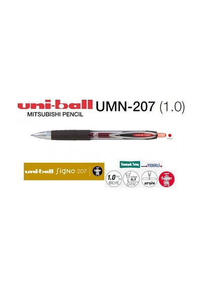 Uni-Ball Umn-207 Bold Kırmızı Jel Kalem 1.0