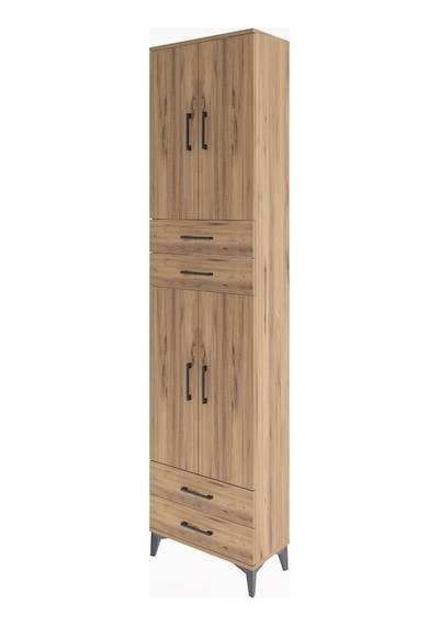 Arges Dolap 3 Raflı 4 Çekmeceli 4 Kapaklı 60x30x243 Çam-çam Atlas Çam
